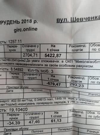 Николаевцам пришли платежки за отопление на пять тыс. гривен