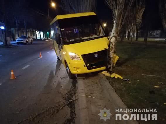 В Николаеве маршрутка врезалась в дерево