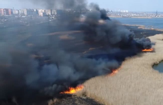 Масштабный пожар на Аляудах в Николаеве – видео с квадрокоптера