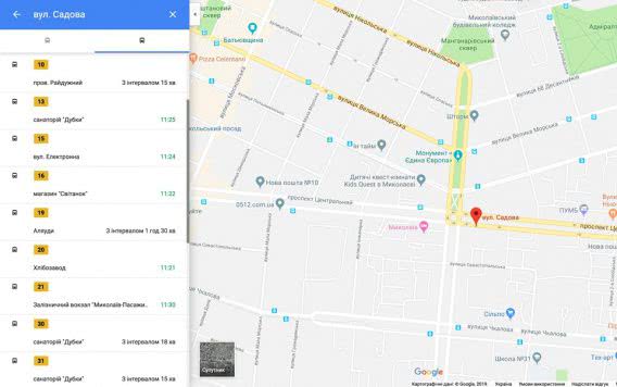 Николаевцы могут следить за движением общественного транспорта на Google Maps