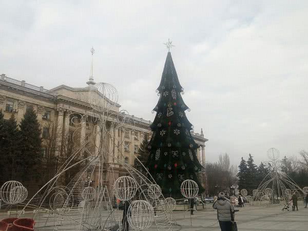 На площади Соборной в Николаеве установлена новогодняя ель