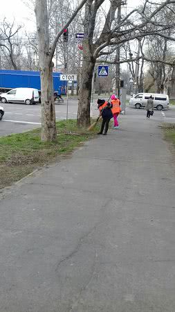 В Николаеве убирают центр города вручную