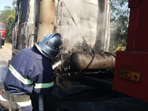 У Миколаївській області на трасі спалахнула вантажівка