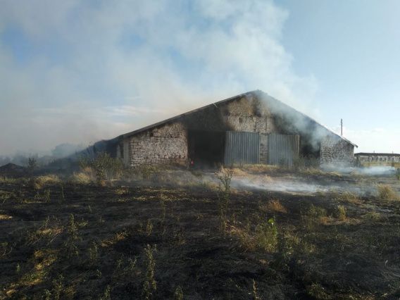 В Николаевской области сгорел большой склад с соломой
