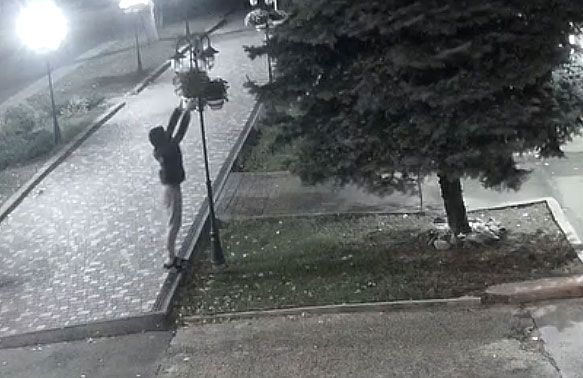В Николаеве камера засняла, как хулиган украл вазон с цветами для девушки (видео)
