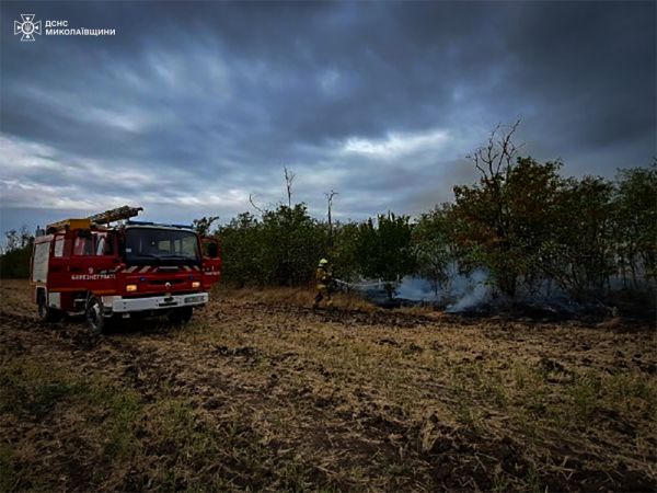 В Николаевской области после вражеского обстрела в огне оказалось 5 гектаров территории