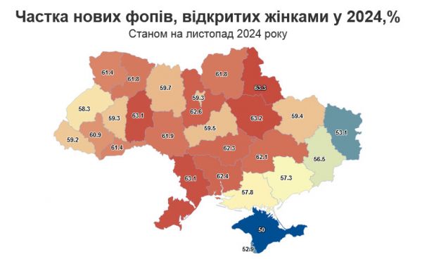 В 2024 году на Николаевщине женщины открыли подавляющее большинство новых ФОПов